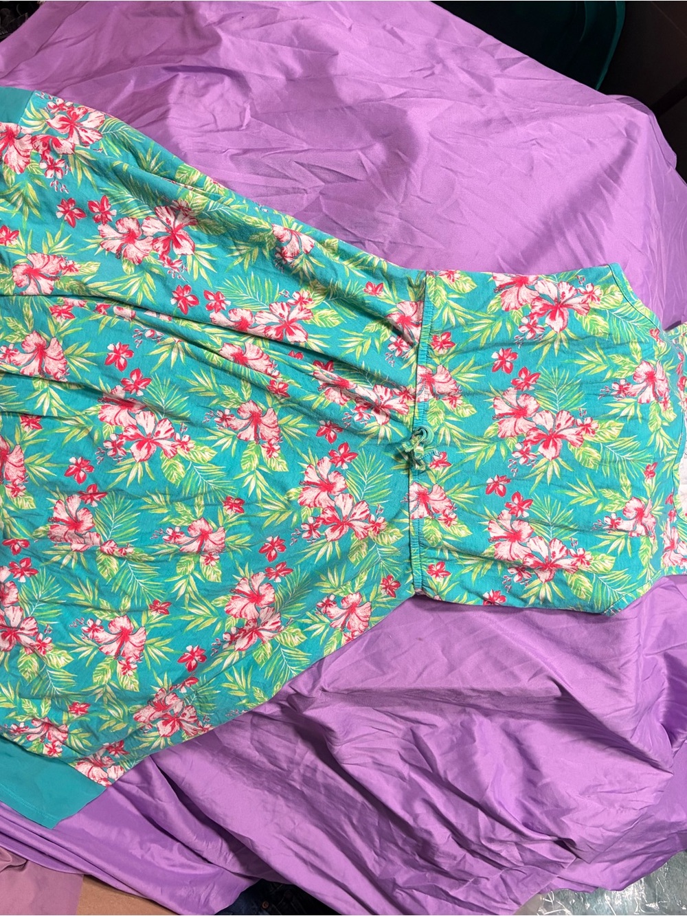 Women’s Floral dress - Turquoise with Pink Flowers